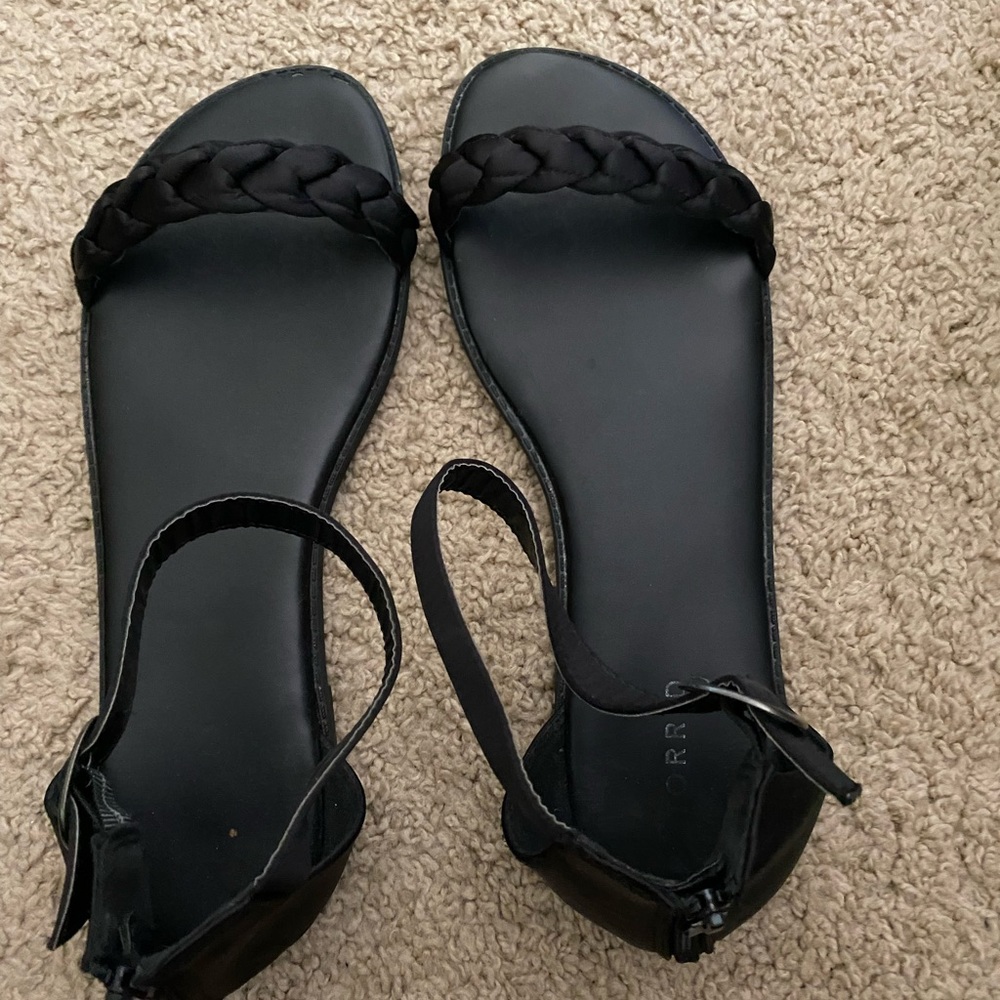 Black roped detail open toe sandals size 13 wide torrid